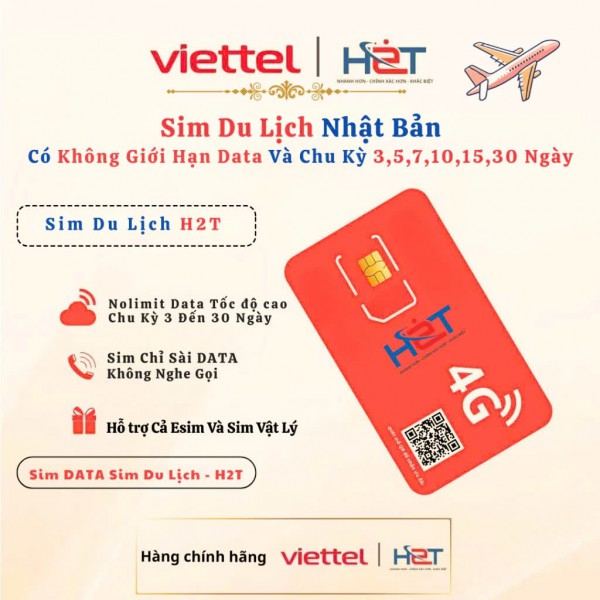 Sim Du Lịch Không Giới Hạn Data 1 Ngày – Sóng Mạnh, Dùng Thả Ga | H2T