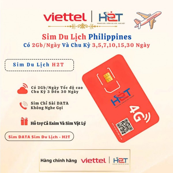 Sim Du Lịch Philippines 2GB/Ngày – Mạng Globe, Tốc Độ Cao, Giá Tốt | H2T