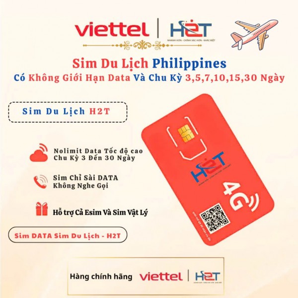 Sim Du Lịch Philippines Không Giới Hạn 1 Ngày – Tốc Độ Cao – Hỗ Trợ Từ H2T